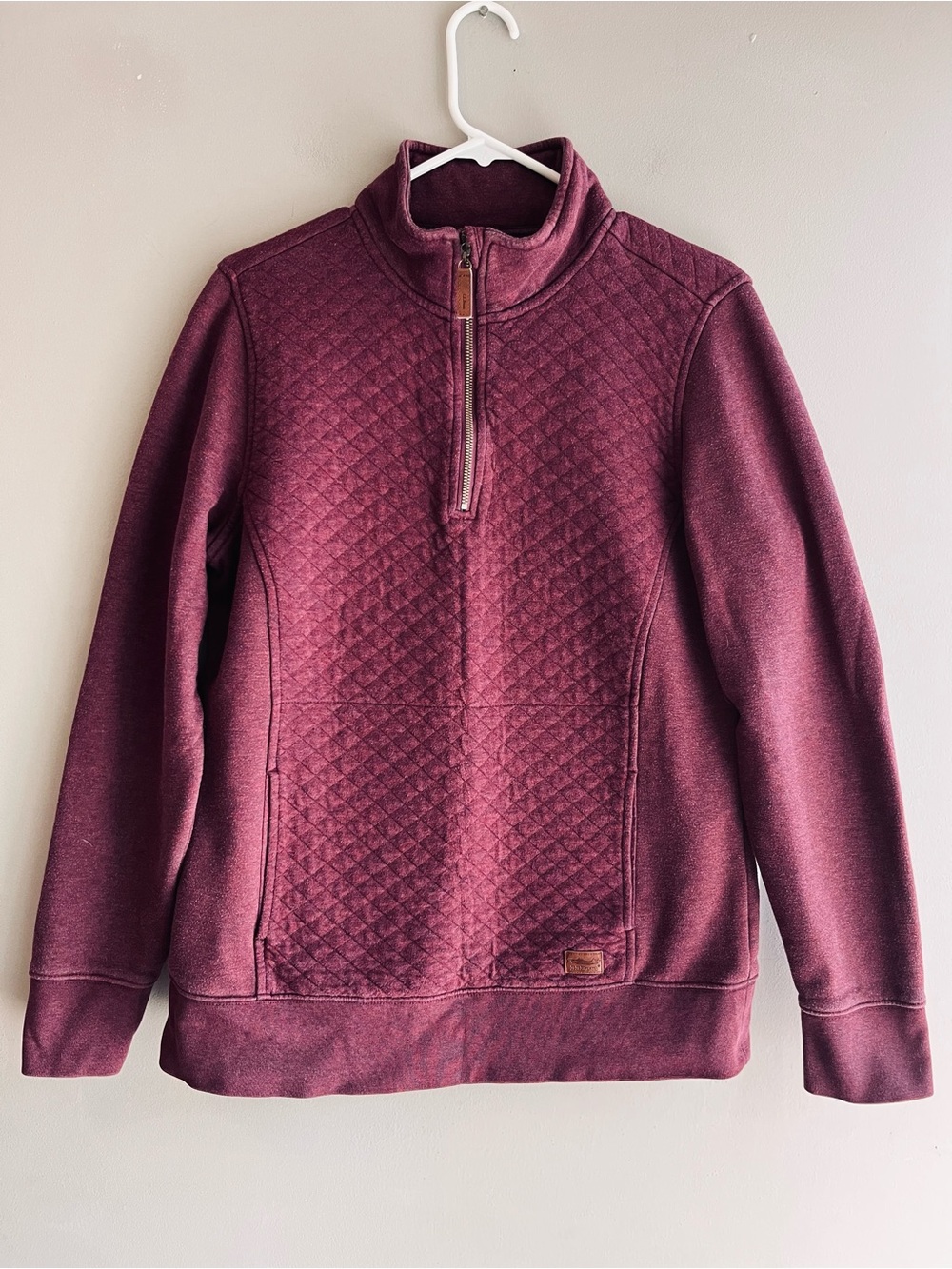L.L. Bean Quilted Half-Zip Pullover in Plum Medium